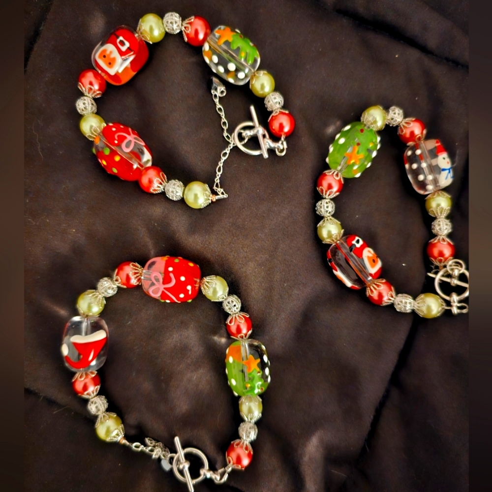 Christmas Bead 3 Bracelets